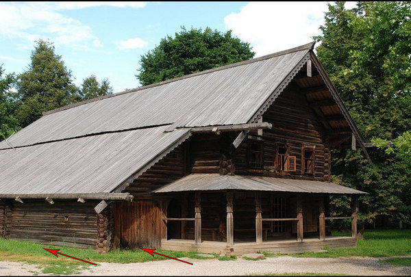 контакт дерев'яного вінця з грунтом привів до поширення гнилі